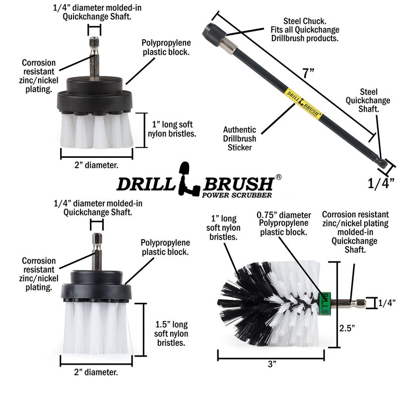 Drillbrush Drill Brush Ultimate Automotive Cleaning Kit with Extension - Truck Accessories - Glass, Upholstery, Seats, Window, Interior, Wheel, Carpet Cleaner - Car Mats - Spin Brush - Motorcycle Accessories - Image 5